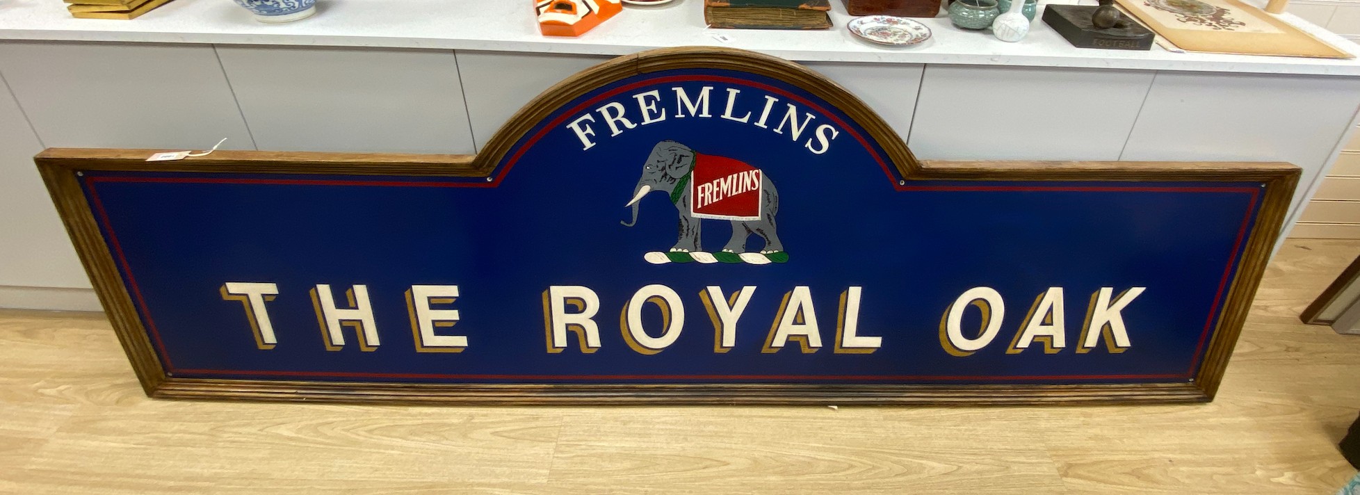 A large Fremlin’s public house sign, The Royal Oak Newick , East Sussex, 1950's - approx 275cm long